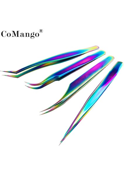 Rainbow 3 Comango Kirpik Cımbızı Paslanmaz Çelik Süper Sert Cımbız Kirpik Uzatma Için Yüksek Hassasiyetli Anti-Statik Cımbız (Yurt Dışından)