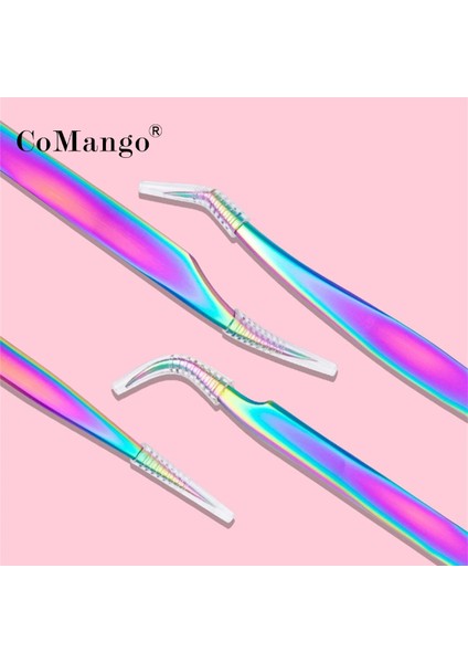 Rainbow 3 Comango Kirpik Cımbızı Paslanmaz Çelik Süper Sert Cımbız Kirpik Uzatma Için Yüksek Hassasiyetli Anti-Statik Cımbız (Yurt Dışından)