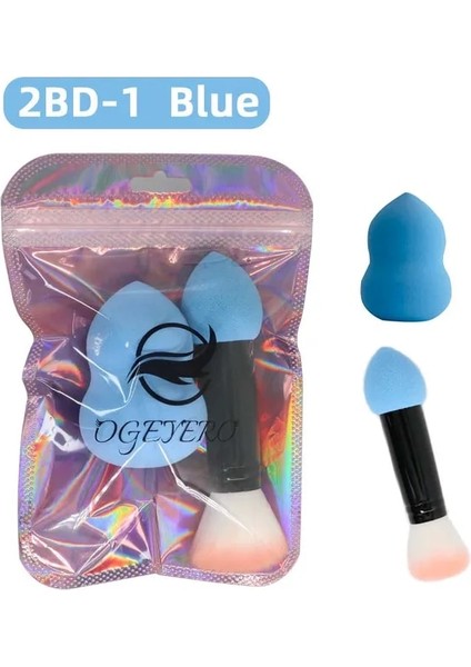 2bd-1 Mavi Ogeyero 1 Adet Profesyonel Allık Fırçası 2 Kafa Naylon Makyaj Fırçaları Makyaj Araçları Için Süngerli Iki Kafa Metal Kozmetik Aletler (Yurt Dışından)