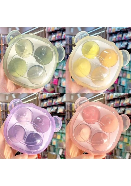 Mor Ayı Kutusu 4 Adet Makyaj Süngeri Tozu Puf Kuru ve Islak Kombine Güzellik Aracı Kozmetik Topu Vakıf Tozu Puf Ayı Kutulu Makyaj Süngeri Yumurta (Yurt Dışından) fırsatları