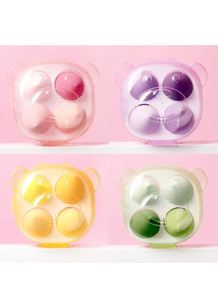 Mor Ayı Kutusu 4 Adet Makyaj Süngeri Tozu Puf Kuru ve Islak Kombine Güzellik Aracı Kozmetik Topu Vakıf Tozu Puf Ayı Kutulu Makyaj Süngeri Yumurta (Yurt Dışından) indirimleri