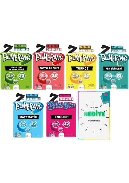 2024 Güncel 7. Sınıf Tüm Dersler Bumerang 32 Haftalık Denemeler Seti Türkçe Matematik Fen Sosyal ve Din