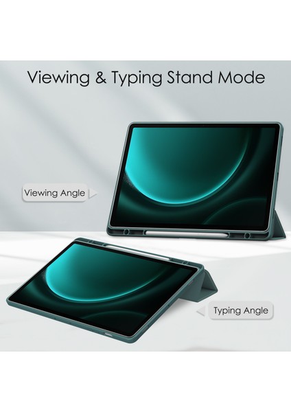 Samsung Galaxy Tab S9 Fe Plus Şeffaf Kılıf Kalem Yuvası Tablet Üç Katlı Stand Kapağı (Yurt Dışından)