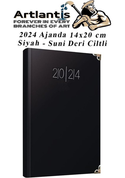 2024 Ajanda Siyah 14 x 20 cm Çizgili 1 Adet Günlük Planlayıcı Suni Deri Ciltli Ajanda 2024 Ofis Okul Büro