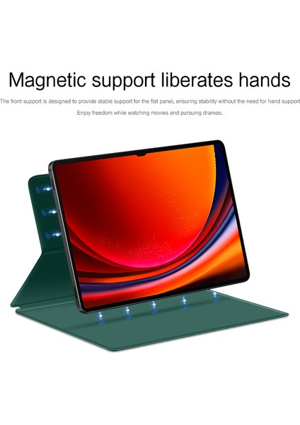 Samsung Galaxy Tab S9 Ultra Pu Deri Manyetik Tablet Kılıf Katlanabilir Stand Tablet Kapak (Yurt Dışından)
