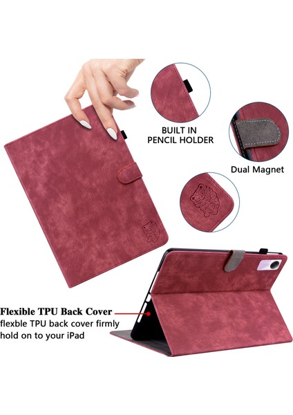 Xiaomi Redmi Pad Se Kart Yuvaları ile Kapak Sevimli Kaplan Baskı Deri Tablet Kılıfı (Yurt Dışından)