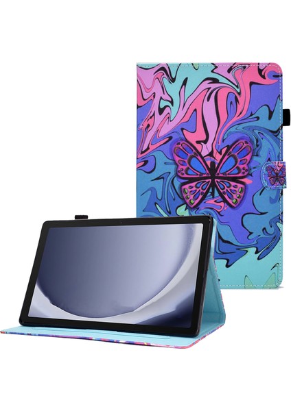 Samsung Galaxy Tab A9+ Kart Tutucu Standlı Deri Tablet Kılıfı (Yurt Dışından)