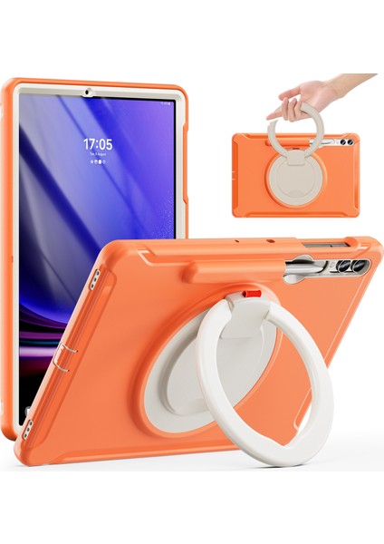 Samsung Galaxy Tab S7+ T970 / Sekme S7 Fe T730 / Tab S8+ X800 / Tab S9+ X810 Kasası Pc+ Tpu Döndüren Kickstand Tablet Kapağı Kalem Tutucusu (Yurt Dışından)