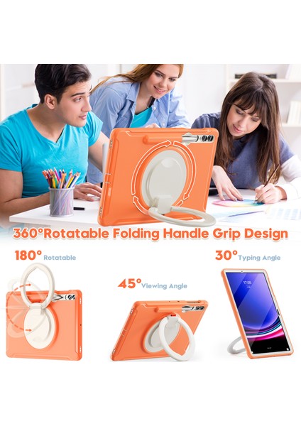 Samsung Galaxy Tab S7+ T970 / Sekme S7 Fe T730 / Tab S8+ X800 / Tab S9+ X810 Kasası Pc+ Tpu Döndüren Kickstand Tablet Kapağı Kalem Tutucusu (Yurt Dışından) modelleri