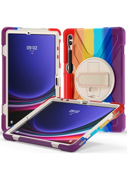 Samsung Galaxy Tab S7+ / S8+ / S9+ / S7 Fe Bilek Kayışı Tablet Kılıf Anti-Çizelge Pc+ Silikon Kickstand Cover (Yurt Dışından) fiyatları