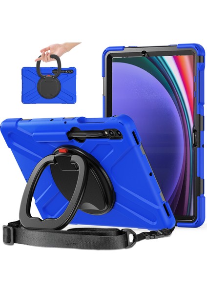 Samsung Galaxy Tab S9+ / S8+ / S7+ / S7 Fe Kickstand Tablet Kasası Şok Geçirmez Pc+ Silikon Kapak, Kayış (Yurt Dışından)