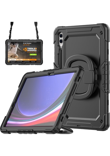 Samsung Galaxy Tab S9+ Pc+ Silikon Tablet Kılıfı El Kelepleme Kickstand Kapak Kayış (Yurt Dışından)
