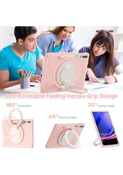 Samsung Galaxy Tab S7+ T970 / Sekme S7 Fe T730 / Tab S8+ X800 / Tab S9+ X810 Kasası Pc+ Tpu Döndüren Kickstand Tablet Kapağı Kalem Tutucusu (Yurt Dışından)