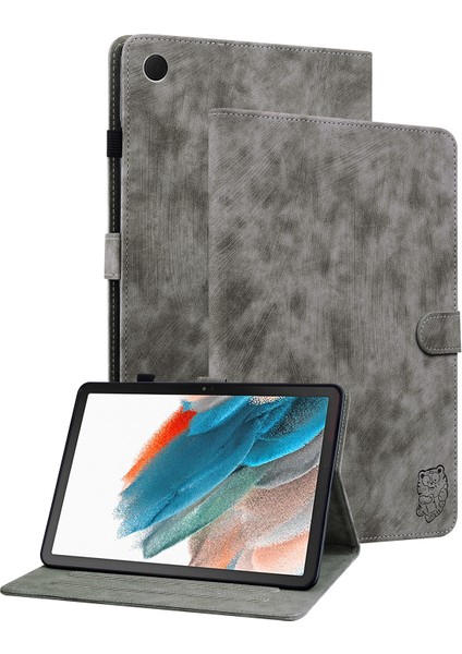 Samsung Galaxy Tab A9+ Sevimli Kaplan Baskılı Tablet Kılıf Pu Deri Kart Tutucu Stand Kapağı (Yurt Dışından)