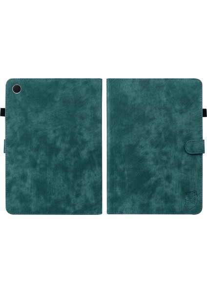 Samsung Galaxy Tab A9+ Sevimli Kaplan Baskılı Tablet Kılıf Pu Deri Kart Tutucu Stand Kapağı (Yurt Dışından)
