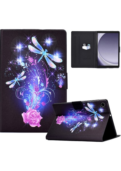 Samsung Galaxy Tab A9 Kılıfı Kart Tutuculu, Çizilmez Pu+Tpu Tablet Kapaklı (Yurt Dışından)