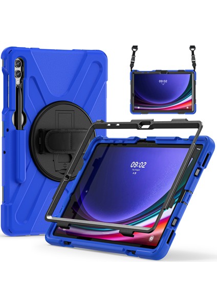 Samsung Galaxy Tab S9+ / S8+ / S7+ / S7 Fe Şok Geçirmez Pc+ Silikon Sağlam Tablet Kılıf Kickstand El Bant / Kayış (Yurt Dışından) fiyatları