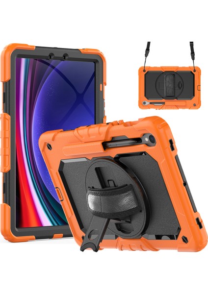Samsung Galaxy Tab S9 (X710 / X716B / X718U) Pc+Silikon Kickstand Case Anti-Drop Tablet Kapağı Pet Ekran Filmi ile (Yurt Dışından)