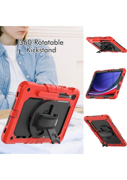 Samsung Galaxy Tab S9 (X710 / X716B / X718U) Pc+Silikon Kickstand Case Anti-Drop Tablet Kapağı Pet Ekran Filmi ile (Yurt Dışından)