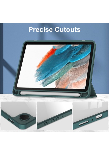 Samsung Galaxy Tab A9 Case Pu+Tpu+Akrilik Pen Yuvası ile Arka Tablet Kapağı Temizle (Yurt Dışından)