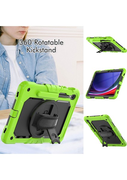 Samsung Galaxy Tab S9 (X710 / X716B / X718U) Pc+Silikon Kickstand Case Anti-Drop Tablet Kapağı Pet Ekran Filmi ile (Yurt Dışından)