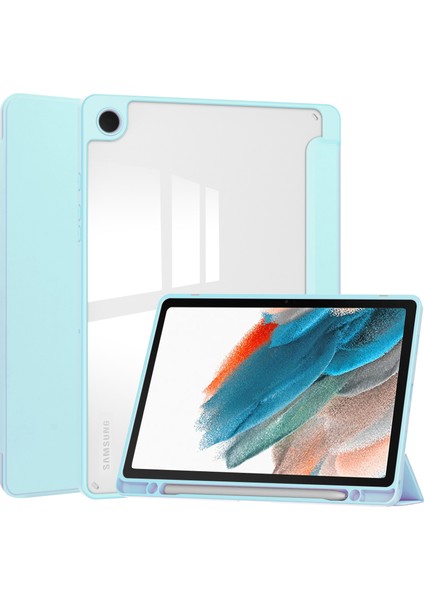 Samsung Galaxy Tab A9+ Şeffaf Arka Kapak Pu+Tpu+Kalem Yuvalı Akrilik Tablet Kılıfı (Yurt Dışından)