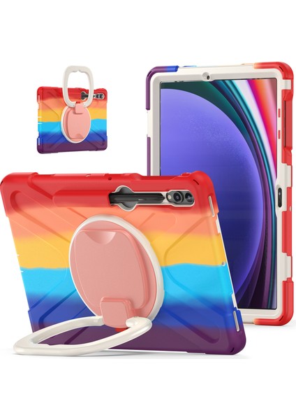 Samsung Galaxy Tab S7+ / S8+ / S9+ / S7 Fe Pc+ Silikon Koruyucu Kılıf Dönen Kickstand Serimli Tablet Kapak Tasar Tasarım (Yurt Dışından)