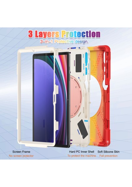 Samsung Galaxy Tab S7+ / S8+ / S9+ / S7 Fe Pc+ Silikon Koruyucu Kılıf Dönen Kickstand Serimli Tablet Kapak Tasar Tasarım (Yurt Dışından) fırsatları