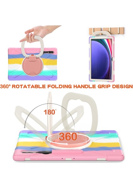 Samsung Galaxy Tab S9 Ultra X910 / S8 Ultra X900 / X906 Pc+ Silikon Tablet Kılıf Bırak-Kötü Döndürme Kickstand Kapak (Yurt Dışından)