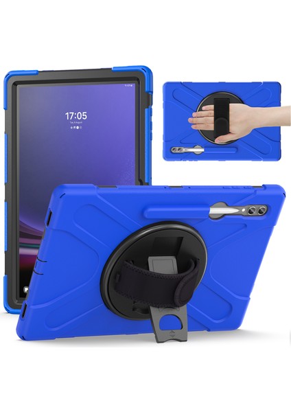 Samsung Galaxy Tab S9 Ultra X910 / S8 Ultra X900 / X906 Pc+Silikon Kickstand Tablet Kılıfı El Bantlı (Yurt Dışından)