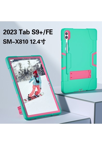 Samsung Galaxy Tab S9+ Robot Tarzı Tablet Kılıfı, Kickstand Çift Renkli Silikon+ Pc Tablet Kapak (Yurt Dışından)