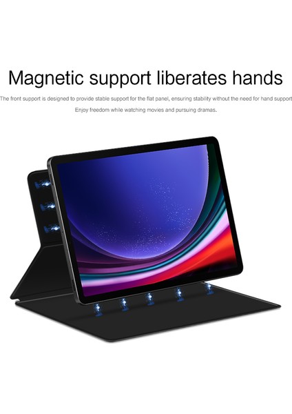 Samsung Galaxy Tab S9 Manyetik Tablet Kılıf Pu Deri Stand Anti-Damla Tablet Kapak (Yurt Dışından)