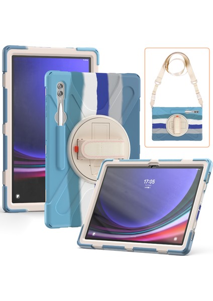 Samsung Galaxy Tab S9 Ultra X910 / S8 Ultra X900 / X906 Pc+Silikon Tablet Kılıf El Bant Kickstand Strap ile (Yurt Dışından) fiyatları