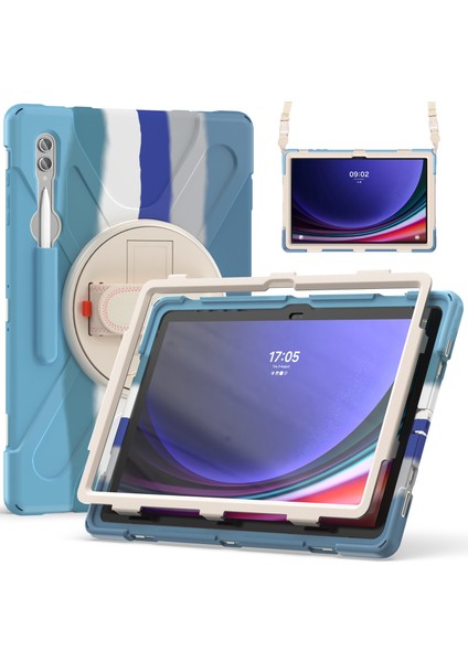 Samsung Galaxy Tab S9 Ultra X910 / S8 Ultra X900 / X906 Pc+Silikon Tablet Kılıf El Bant Kickstand Strap ile (Yurt Dışından) modelleri