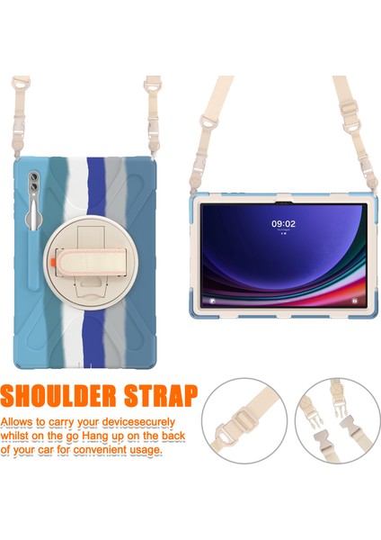 Samsung Galaxy Tab S9 Ultra X910 / S8 Ultra X900 / X906 Pc+Silikon Tablet Kılıf El Bant Kickstand Strap ile (Yurt Dışından) fırsatları