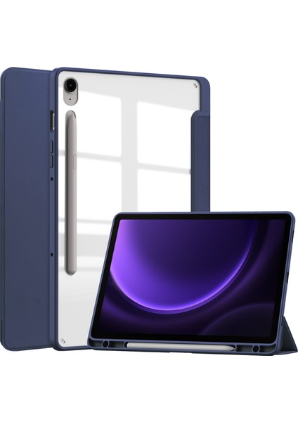 Samsung Galaxy Tab S9 Fe Tablet Kılıfı Deri+Tpu+Akrilik Stand Kapağı Kalem Yuvası (Yurt Dışından)