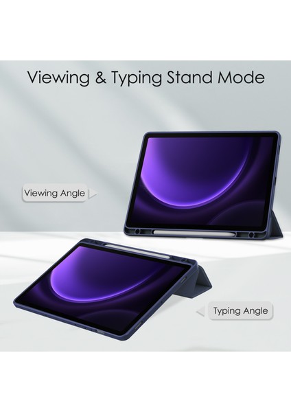Samsung Galaxy Tab S9 Fe Tablet Kılıfı Deri+Tpu+Akrilik Stand Kapağı Kalem Yuvası (Yurt Dışından)