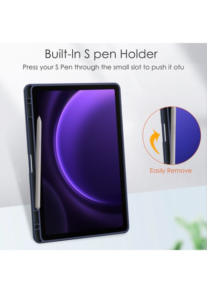 Samsung Galaxy Tab S9 Fe Tablet Kılıfı Deri+Tpu+Akrilik Stand Kapağı Kalem Yuvası (Yurt Dışından)