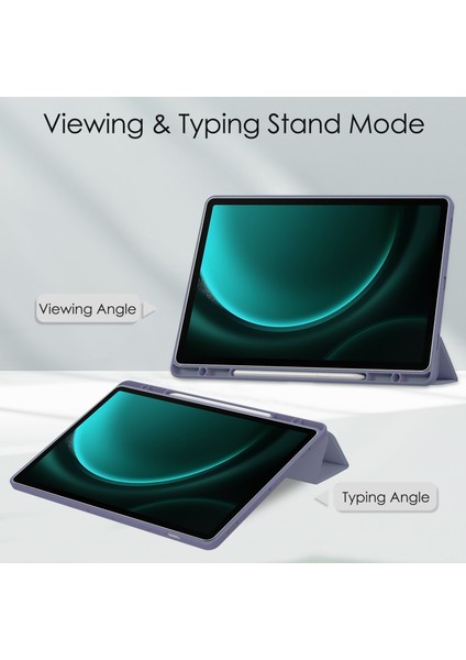 Samsung Galaxy Tab S9 Fe Plus Şeffaf Kılıf Kalem Yuvası Tablet Üç Katlı Stand Kapağı (Yurt Dışından) fiyatları