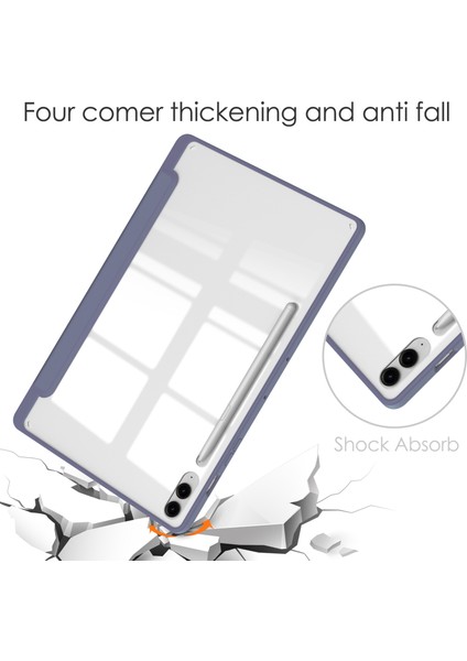 Samsung Galaxy Tab S9 Fe Plus Şeffaf Kılıf Kalem Yuvası Tablet Üç Katlı Stand Kapağı (Yurt Dışından) fırsatları
