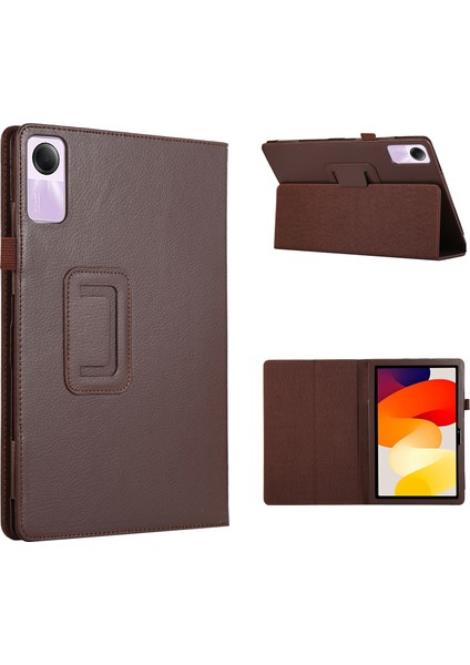 Xiaomi Redmi Pad Se Pu Deri Tablet Kılıfı Litchi Doku Iki Katlı Stand Kapağı (Yurt Dışından)