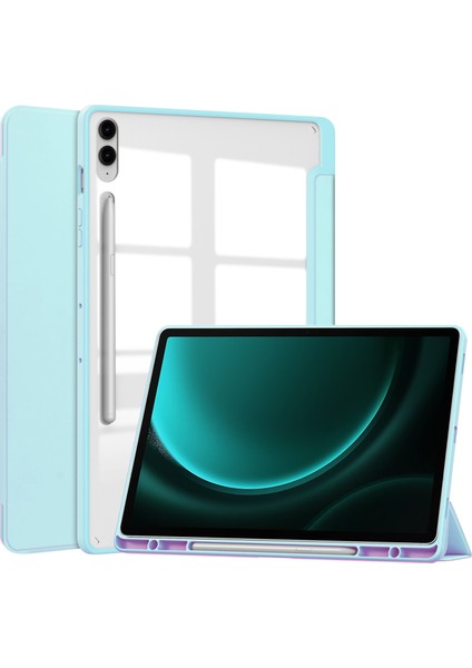 Samsung Galaxy Tab S9 Fe Plus Şeffaf Kılıf Kalem Yuvası Tablet Üç Katlı Stand Kapağı (Yurt Dışından)