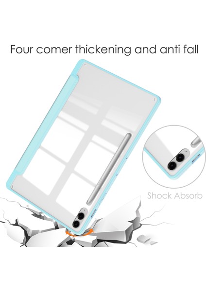 Samsung Galaxy Tab S9 Fe Plus Şeffaf Kılıf Kalem Yuvası Tablet Üç Katlı Stand Kapağı (Yurt Dışından) fırsatları