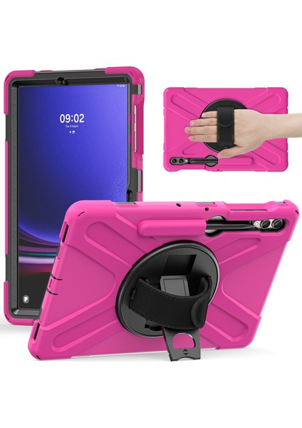 Samsung Galaxy Tab S7+ / S8+ / S9+ / S7 Fe Bilek Kayışı Tablet Kılıf Anti-Çizelge Pc+ Silikon Kickstand Cover (Yurt Dışından)