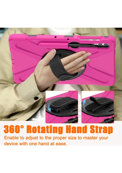 Samsung Galaxy Tab S7+ / S8+ / S9+ / S7 Fe Bilek Kayışı Tablet Kılıf Anti-Çizelge Pc+ Silikon Kickstand Cover (Yurt Dışından) indirimleri