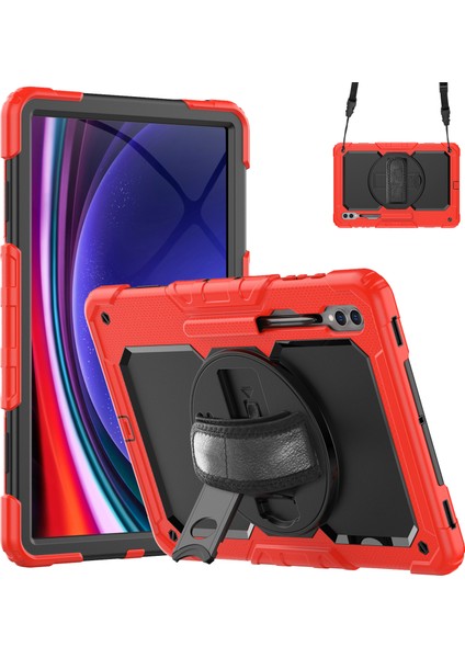 Samsung Galaxy Tab S9 Ultra (SM-X910 / X916B / X918U) Şok Geçirmez Kasa Pc+Silikon Tablet Kickstand Kapak Pet Screen Film (Yurt Dışından)