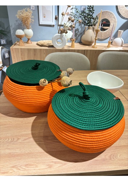 Balkabağı Yılbaşı Özel Hediyelik 2'li Dekoratif Sepet