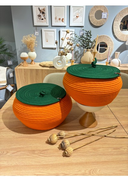 Balkabağı Yılbaşı Özel Hediyelik 2'li Dekoratif Sepet modelleri