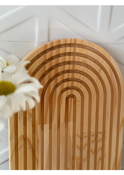 Sunum Tepsisi Ahşap Oymalı Yarım Gökkuşağı Dekoratif Tepsi Sunum Tepsisi Ahşap Stand Büyük Boy modelleri