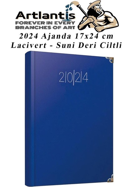 2024 Ajanda Lacivert 17 x 24 cm Çizgili 1 Adet Günlük Planlayıcı Suni Deri Ciltli Ajanda 2024 Ofis Okul Büro